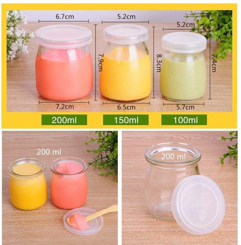 Dailydanny 6 Pcs Yogurt Pudding Jars Bottles With Plastic Lids Ideal for Jam, Honey, Wedding Favors, Shower Favors, Baby Foods (5.5 oz (150ml)) - Image 2
